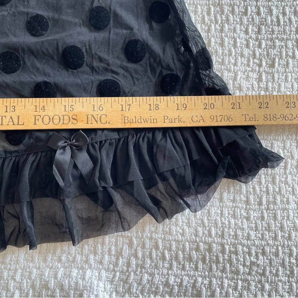 Y2K Babydoll LA SENZA Black Polka Dot Garter Lingerie Corset Mesh Top L Coquette - Picture 12 of 12